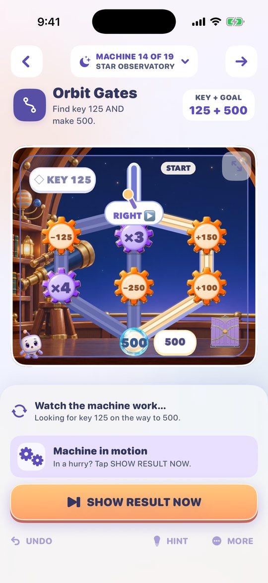 Orbit Gates: find key 125 and make 500